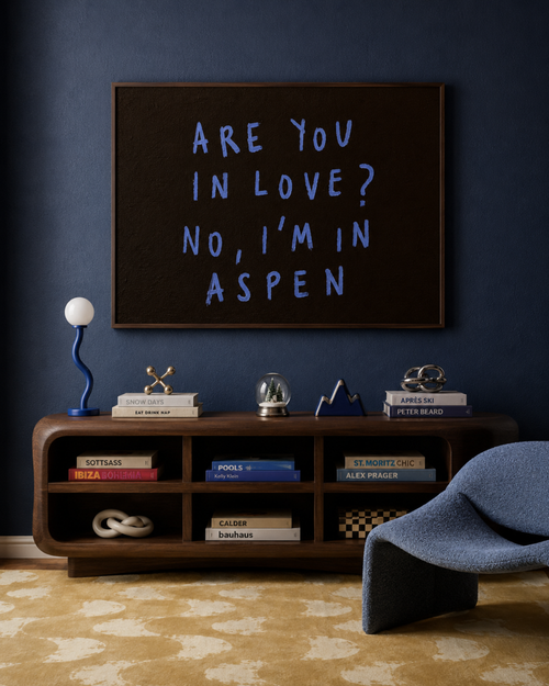 hand drawn trendy location / city  typography print in grafitti style with the quote "ARE YOU IN LOVE? NO, IM IN ASPEN" in a textured canva. This is a trendy minimalist typography wall art print ideal for above bed, bedrooms, dorm room decor, living rooms and kitchens, gallery walls and playful interiors. The perfect Cool Girl Apartment decor
