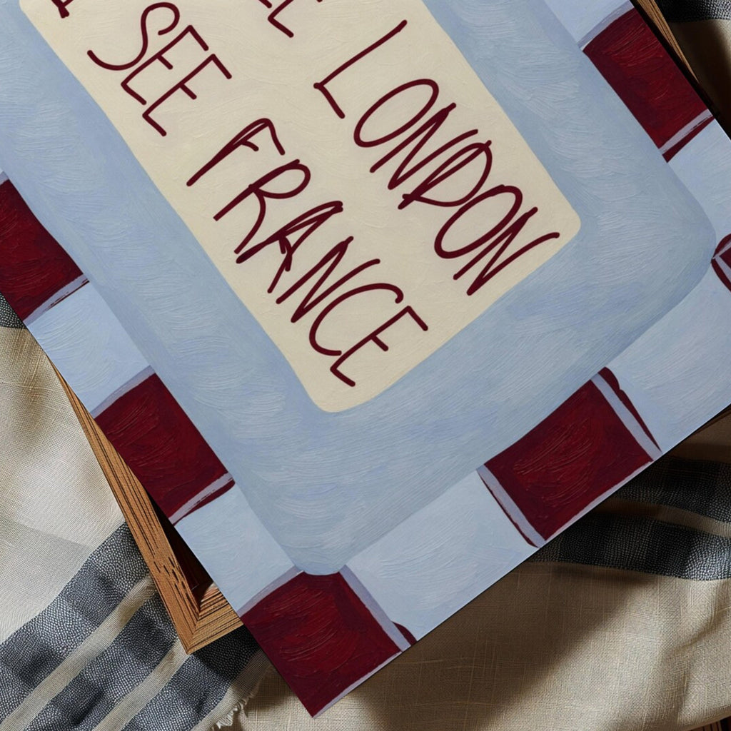 I SEE LONDON I SEE FRANCE is a whimsical Retro typography art print designed to bring humour, colour and personality into your bathroom and laundry room. Featuring vintage-inspired Checkered patterns and hand-lettered typography, this artwork captures the nostalgic charm while adding a playful decorative touch to modern interiors. this is a hand drawn Retro quote wall art, ideal for bathrooms, laundry room decor, and cheeky playful interiors. Blue burgundy
