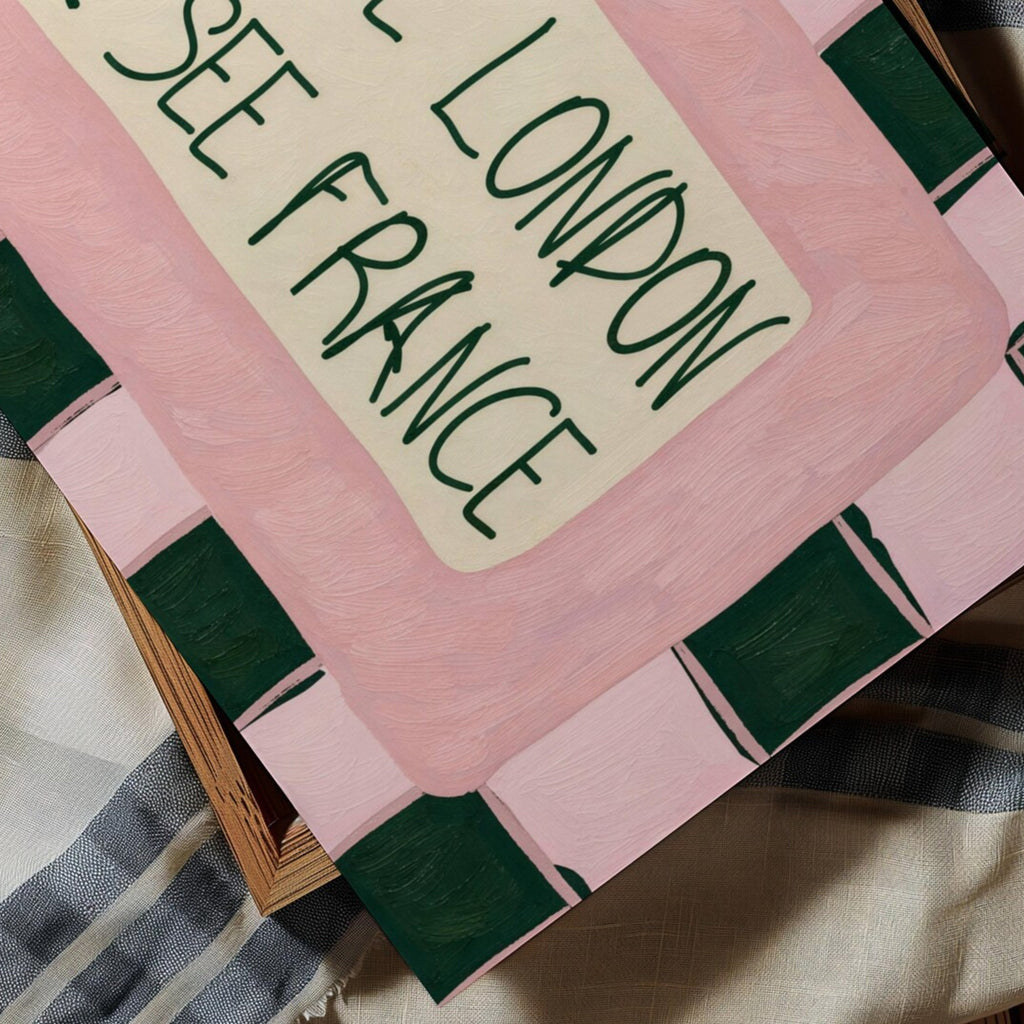 I SEE LONDON I SEE FRANCE is a whimsical Retro typography art print designed to bring humour, colour and personality into your bathroom and laundry room. Featuring vintage-inspired Checkered patterns and hand-lettered typography, this artwork captures the nostalgic charm while adding a playful decorative touch to modern interiors. this is a hand drawn Retro quote wall art, ideal for bathrooms, laundry room decor, and cheeky playful interiors. pink green