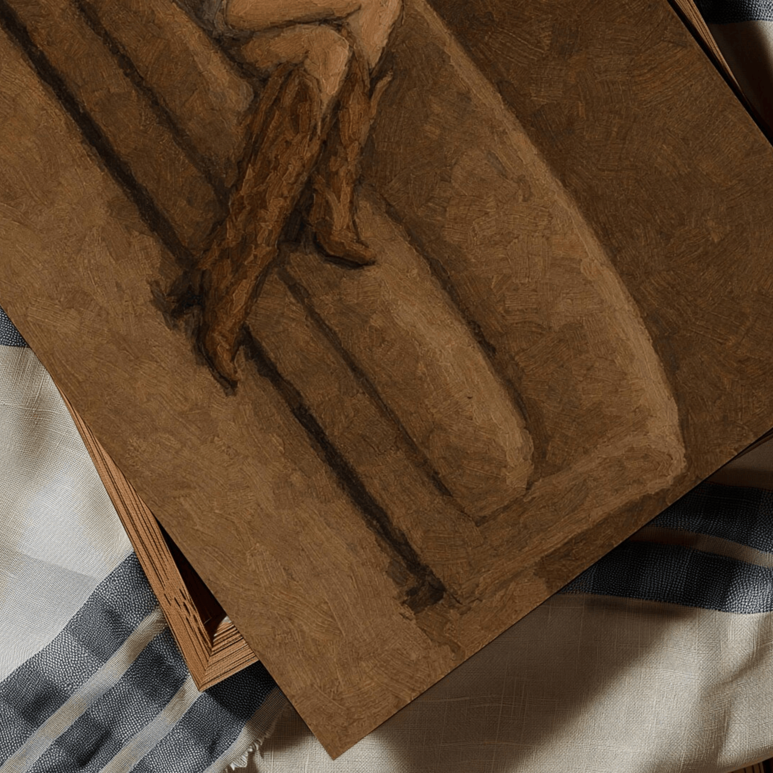 abstract Western wall art featuring an off-duty cowgirl reclining on a khaki brown in cowboy boots and cowboy hat, inspired by western and contemporary folk aesthetics. This is a hand drawn Contemporary western art Print Oil Painting.