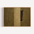 The Hidden Horse is a Contemporary Oil Painting Horse Art Print in earthy khaki tones, featuring a minimalist Horse Portrait