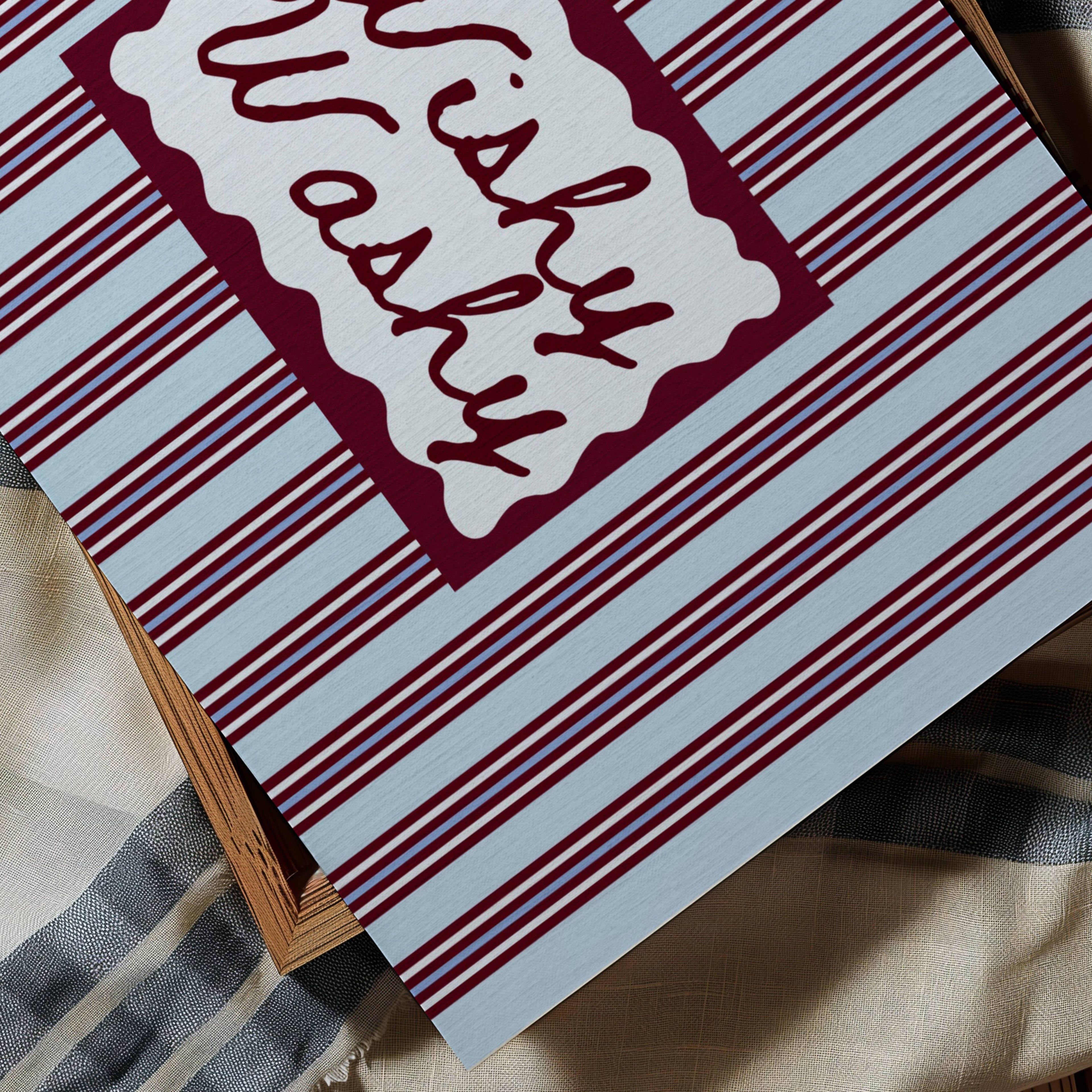 Wishy Washy is a whimsical Retro typography art print designed to bring humour, colour and personality into your bathroom and laundry room. Featuring vintage-inspired striped patterns and hand-lettered typography, this artwork captures the nostalgic charm of classic bath-time phrases while adding a playful decorative touch to modern interiors. this is a hand drawn Retro quote wall art featuring, ideal for bathrooms, laundry room decor, and cheeky playful interiors. blue ruby