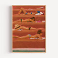 Reserved for the Sun - sunbathing in capri captures the quiet rhythm of an endless afternoon, where striped loungers, warm terracotta tones and slow conversations become the backdrop to a life well lived. Inspired by Mediterranean beach clubs and European summers, this painting celebrates leisure as an art form. Rich painterly textures, warm earthy colours and Alma Atelier’s distinctive contemporary style transform a familiar summer scene into a nostalgic, editorial-inspired statement piece.